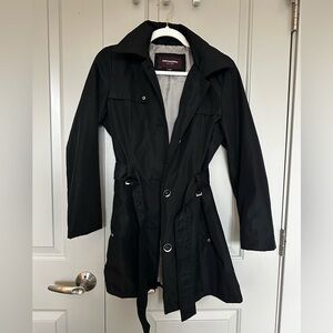 Johnston and Murphy Women's Black Trench Rain Coat